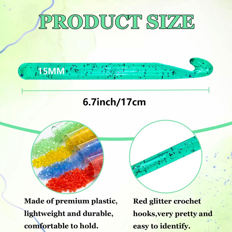 Hobekoee 15mm Large Crochet Hook for Chunky Yarn,Ergonomic Crochet Needles