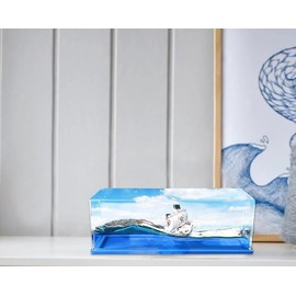 Mascoto Ship Model in Fluid drift bottle, GoingMerry Boat in your Office and House, Liquid Paperweight Boat Running Decoration, Great Stress Relief and Gift