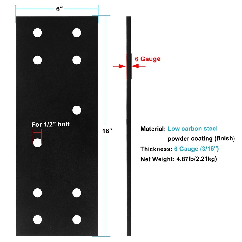 eoere 2 PCS Flat Splice Plate Bracket for 8x8 Lumber,