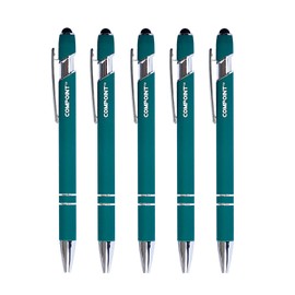 COMPOINT Slim Screen Touch Stylus, 2-in-1 Ink Ballpoint Ball Pen, and Slim Stylus for Universal Tablet SmartphoneWith built-In Clip For Easy Carrying, Green, 5-PACK