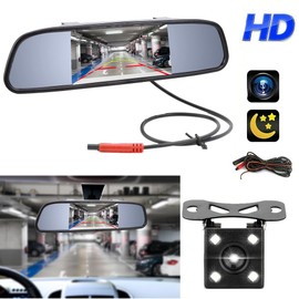 Vanxse 4.3 Inch TFT LCD Car Mirror Monito Rear View Reverse Backup Car LED Camera for Cars,Trucks,Pickups,Suvs,RV,Bus Vehicle Video Parking System Easy Install, VS-M4301