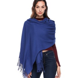 HOYAYO Chal de lana – Bufanda de pashmina extragrande y gruesa, Azul / Patchwork, L