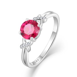 Blaniy Infinity Promise Rings for Her 925 Sterling Silver 1CT Round Cut Engagement Ring Wedding Eternity Anniversary Rings Ruby July Birthstone Jewelry Gifts for Women Size 5