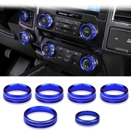 MACHSWON 6pcs Car Air Conditioner Switch Trim Cover Aluminum Center Console Knob fit for Ford F150 XLT Accessories 2015-2019
