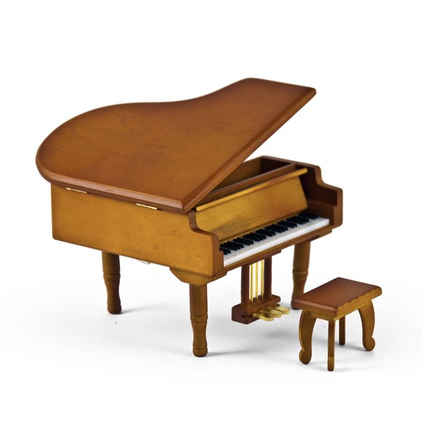 MusicBoxAttic Incredible Wood Tone Miniature Replica of A Baby Grand