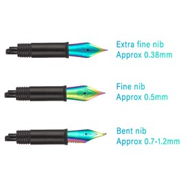 Set of 3 Hong Fountain Pen Rainbow Nibs (Fine, Extra Fine and Bent Nib) for Black Forest 1850, 1851, M2, 1843, 6013, 517D, 517S, 525,H1, H3, A3, 1843 and 920 Series