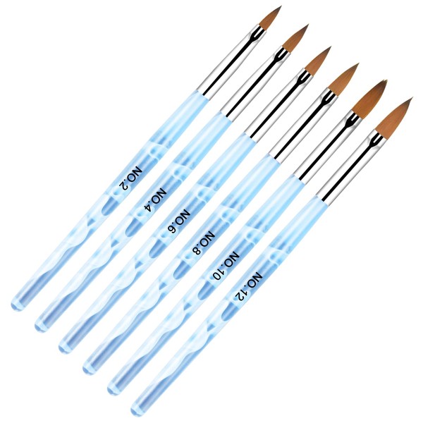 Vesaneae 6 Pcs Blue Nail Art Brush UV Gel Nail Art Brush Acrylic Nail Art Brush Manicure Tools Nail Art Brush for Nails