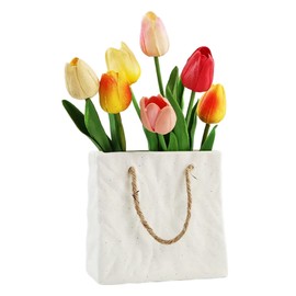 Yunjuhop Vase Tote Bag weiß Room Decor Keramik dekorative Vase für den Innenbereich, für Bücherregal, Büro, Schreibtisch, Heimdekoration, weiße Vase für den Innenbereich (klein)