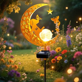 ZNYCYE Solar Lights Outdoor Decorative Moon Dog Butterfly Solar Stake Lights Gardening Gifts for Mom Grandma Friends, Hummingbird Garden Decor Waterproof for Walkway, Yard, Lawn, Patio (Warm White)