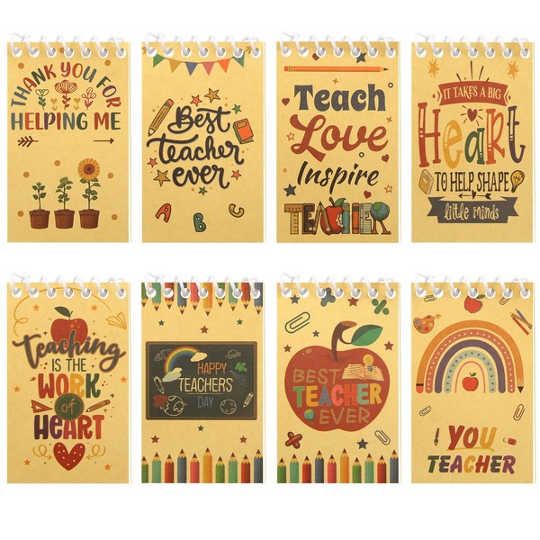8 Pcs Teacher Mini Notepads, Teacher Appreciation Gifts Teaching is