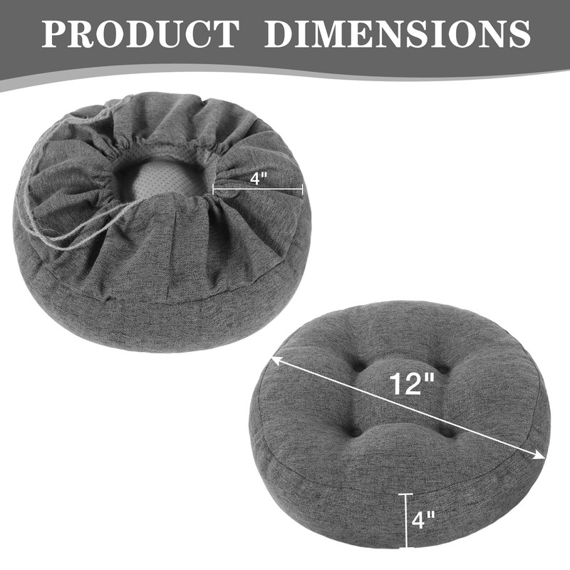PRONOUS Dark Grey Bar Stool Seat Cushions, Round Stool Covers
