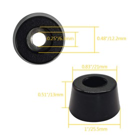 Alamic Round Rubber Feet Non-Slip Furniture Bumper Pads with Stainless Steel Washer Built-in 0.51" H X 1" D - 10 Pack