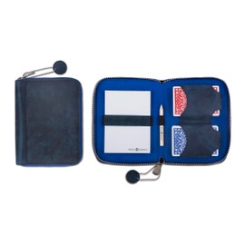 Melia Games Deluxe Playing Card Set, High-Quality Card Case Made of Finest Leather, Complete Set Including 2 Decks of Playing Cards, Notepad and Pencil (Vintage Edition - Navy Blue)