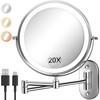 Wall Mounted Makeup Mirror with Light, 20X/1X 8'' Double Sided