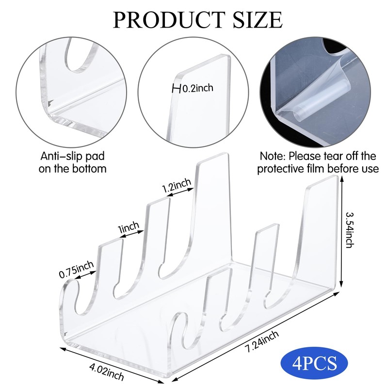 4 Pcs 3 Tier Plate Dinnerware Display Stand Acrylic Clear