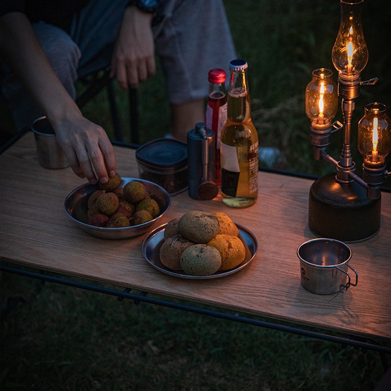 8pcs Stainless Steel Plates and Bowls Set Camping Dinner Dish