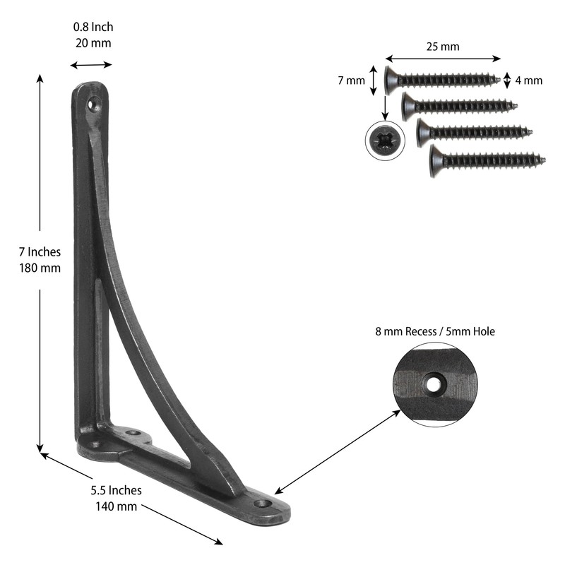 EDUWURXS Cast Iron Ironbridge Shelving Brackets Pack of 2 5.5x7