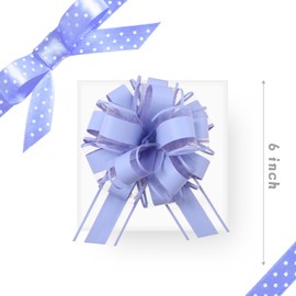 12 Pieces Large Pull Bows,6 inches Simple Style Gift Bow for Christmas Party Birthday Gift Wedding Ribbon Bows for Wrapping Boxes or Flower Decorations, Valentine's Day Gift Decorations (Light Purple)
