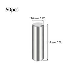 TOP-VIGOR 50Pcs 4mm x 15mm Dowel Pin Shelf Support Pegs, 304 Stainless Steel Cylindrical Shelf Support Pin Fasten Elements Silver Tone