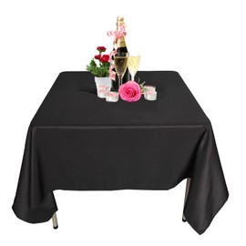 WedDecor Black Square Tablecloth 90 x 90 inch Polyester Linen Fabric Table Cover Washable for Indoor Outdoor Dinner, Kitchen Dining, Weddings, Birthday, Anniversary Party Events, Pack of 1