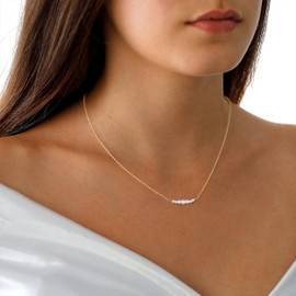 Pearl Necklace for Women Trendy,Gold Pearl Necklace Dainty Wedding Necklace Small Cute Choker Necklace Beaded Lariat Drop Necklace Vintage Waterproof Jewelry for Women Gold Jewelry Fashion Gifts