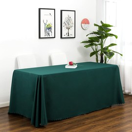 CIEEIN CIEHT Polyester Home Tablecloths Rectangular Table cloth Tablecover Wedding Party Outdoors Table Covers Simple Dark Green 130 * 180cm