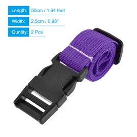 MECCANIXITY Utility Strap with Buckle 1x20 Inch Polyester Quick Release Adjustable Belt for Travel Outdoor Bag Luggage Packing (Purple, Pack of 2)
