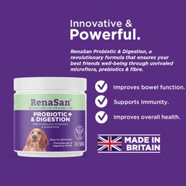 RenaSan Dog Probiotic, Digestion & Fibre (108g) – improve bowel function, stool quality, supports immunity, improves health, easy to administer powder, created by senior vets & nutritionists
