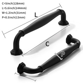 khtumeware 2 Pack 5 Inch(128mm) Matte Black Cabinet Pulls Vintage Cabinet Handles Heavy Duty Solid Cabinet Hardware for Cupboard Drawer Pulls Dresser Handle
