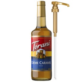 Torani Coffee Syrup, Crème Caramel Flavoring for Drinks, Glass Bottle with Pump Included, 25.4 Oz