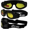 Birdz Eyewear Kite Motorcycle Goggles (Black Frame/Yellow Lens)