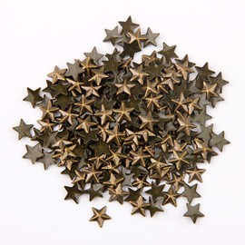Beadsland Hotfix Iron On, Flat Back Stars Studs - 1/4" Flatback Glue on Studs 300pcs (Bronze, 12x12mm)
