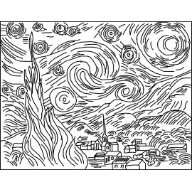 Rug Hooking Pattern " STARRY STARRY NIGHT"  on natural linen