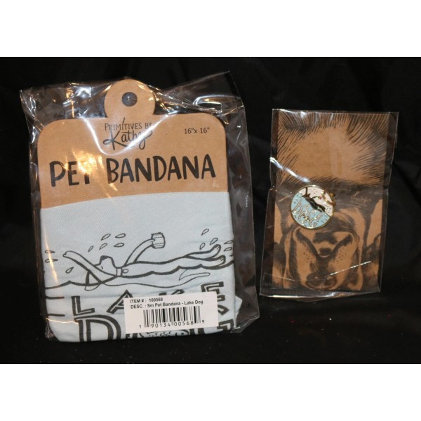 Primitives By Kathy Lake Dog Collar Charm and Bandana Set