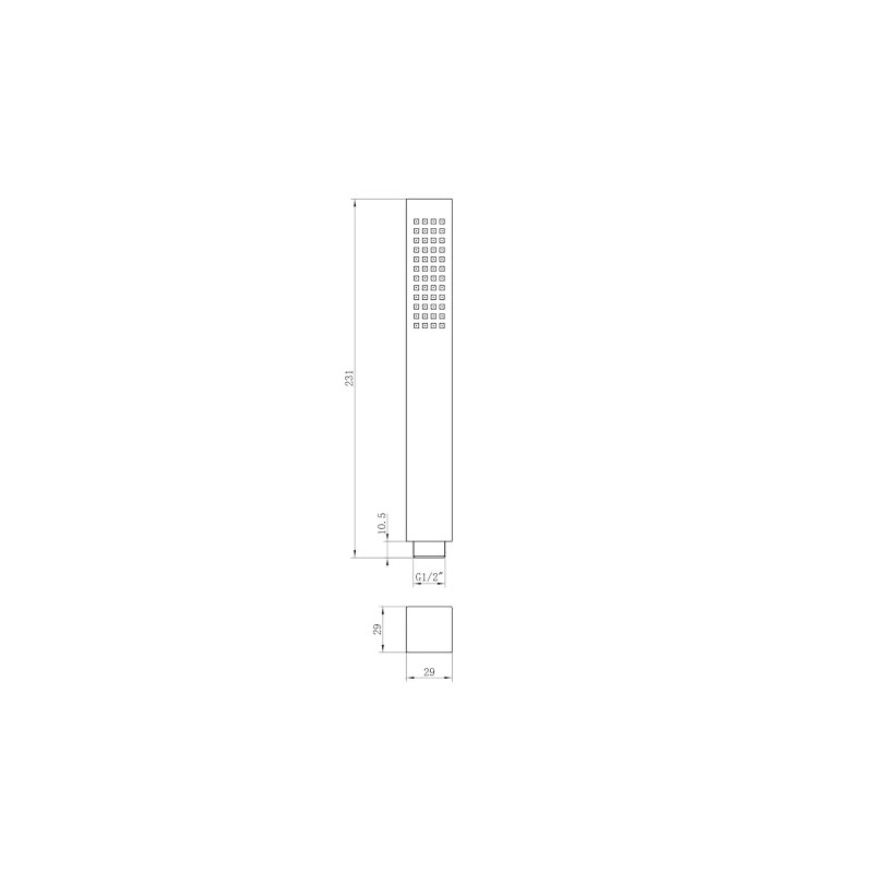 ENKI, E29, Square Pencil Design Hand Shower Modern, Handheld Shower