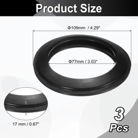 uxcell 3 Pcs Flush Valve Seal for Toilets, 2.99" ID. x 4.29" OD. Silicone Canister Valve Parts Replacement for Various Toilets with Canister Flush Valves, Black