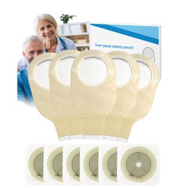 HDL-HENDRY 15PCS Colostomy Bags, Two Piece Drainable Pouches with Closure, Max Cut 70mm Ostomy Supplies for Ileostomy Stoma Care, 10pcs Bags+ 5pcs Skin Barriers