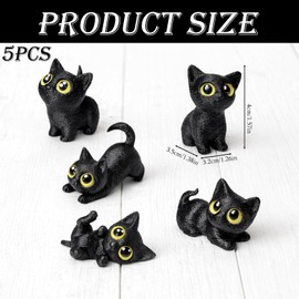 BOFYTR Black Cat Ornament, Articulated Cat Figures Set of 5