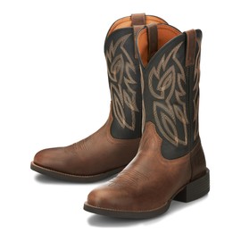 Justin Rendon 11" Western Boot - Men's Round Toe, Cowhide, Removable Orthotic Insole, Slip-Resistant Rubber Outsole, Brown - 13 EE