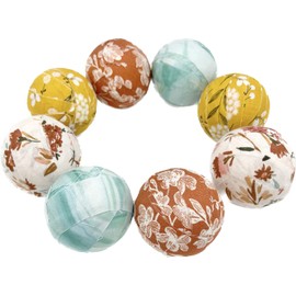Desert Chic Spa fabric wrapped balls, rust mustard green white blue floral set of 8, bowl fillers, home decor