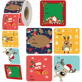 500 Pieces Christmas Tag Stickers Santa Claus Labels Self Adhesive Xmas Labels Christmas Paper Stickers Festival Cute Deer Labels for DIY Crafts Present Holiday Decorations