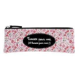 DLP One Pink Floral Pencil Case, Pink Floral Print, pencil case