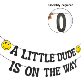 A Little Dude is On The Way Banner for Smile Happy Dude Baby Shower Decorations