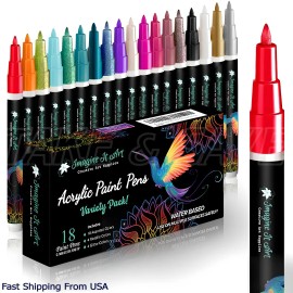 Imagine it 18 Colors Acrylic Paint Marker Pens 0.7mm Fine Tip for Rock Canvas Ceramic Art