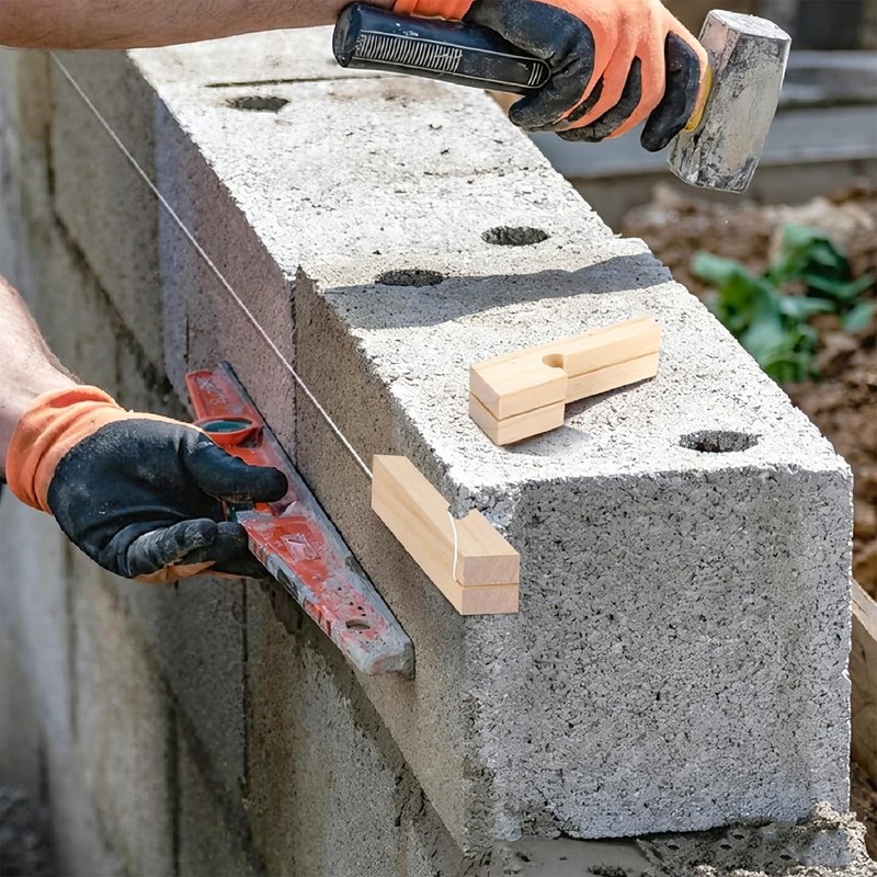 10Pcs 4 Inch Wood Masonry Line Blocks Kit with 2