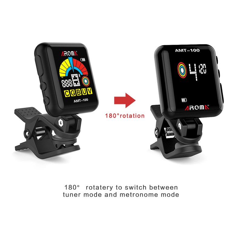 AROMA AMT-100 2 in 1 Rechargeable Rotatable Clip-on Electronic Tuner