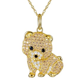 DUTACK Enchanting Pomeranian Pendant Necklace for Women | Elegant Dog-Themed Jewelry | Gift for Pet Lovers | Stylish Rhinestone Accent Chain