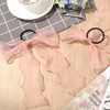 STSTR 2Pcs Large Bow Hair Ties, Pink Organza Ribbon Bow