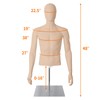 SHAREWIN Male Mannequin with Metal Stand Adjustable Plastic Half Body