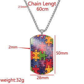 Zhang shine Stainless Steel Heart Puzzle Piece Autism Autistic Pendant Necklace Jewelry Unisex Graphic Necklace Autism Dog Tag Pendant Necklace for Women Men Gift, Style 6